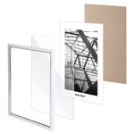 Рамка 21х30 см небьющаяся, багет 14,6 мм, пластик, BRAUBERG "Original Line", белая/золото, 391236