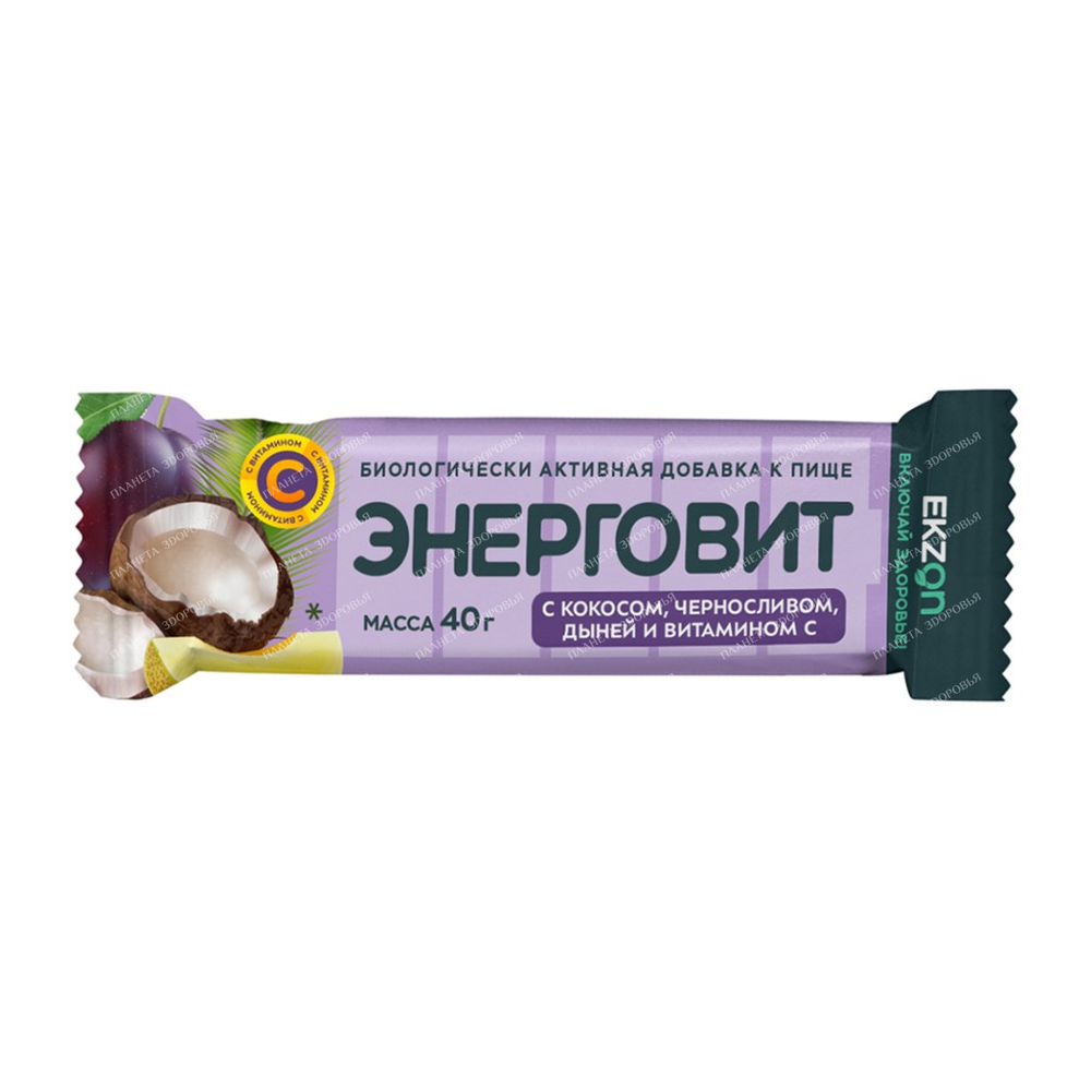 Энерговит с кокосом,черносливом,дыней и витамином С 40гр.
