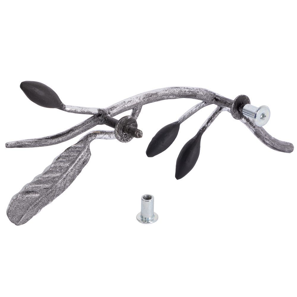 Ручка мебельная скоба Oliva Branch (Олива Бранч) правая Античное серебро