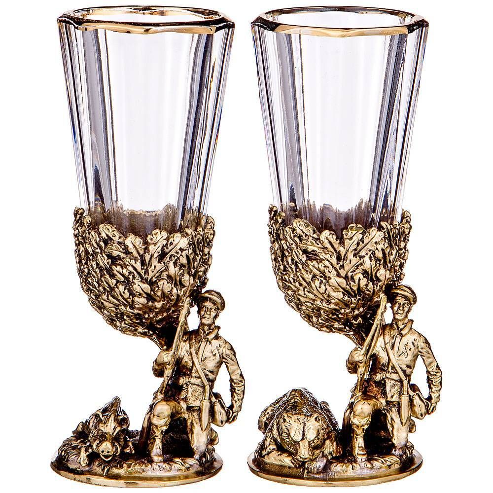 НАБОР ИЗ 2-Х ЛАФИТНИКОВ ДЛЯ ВОДКИ "ОХОТА" 50 МЛ (КОР=1НАБОР.)