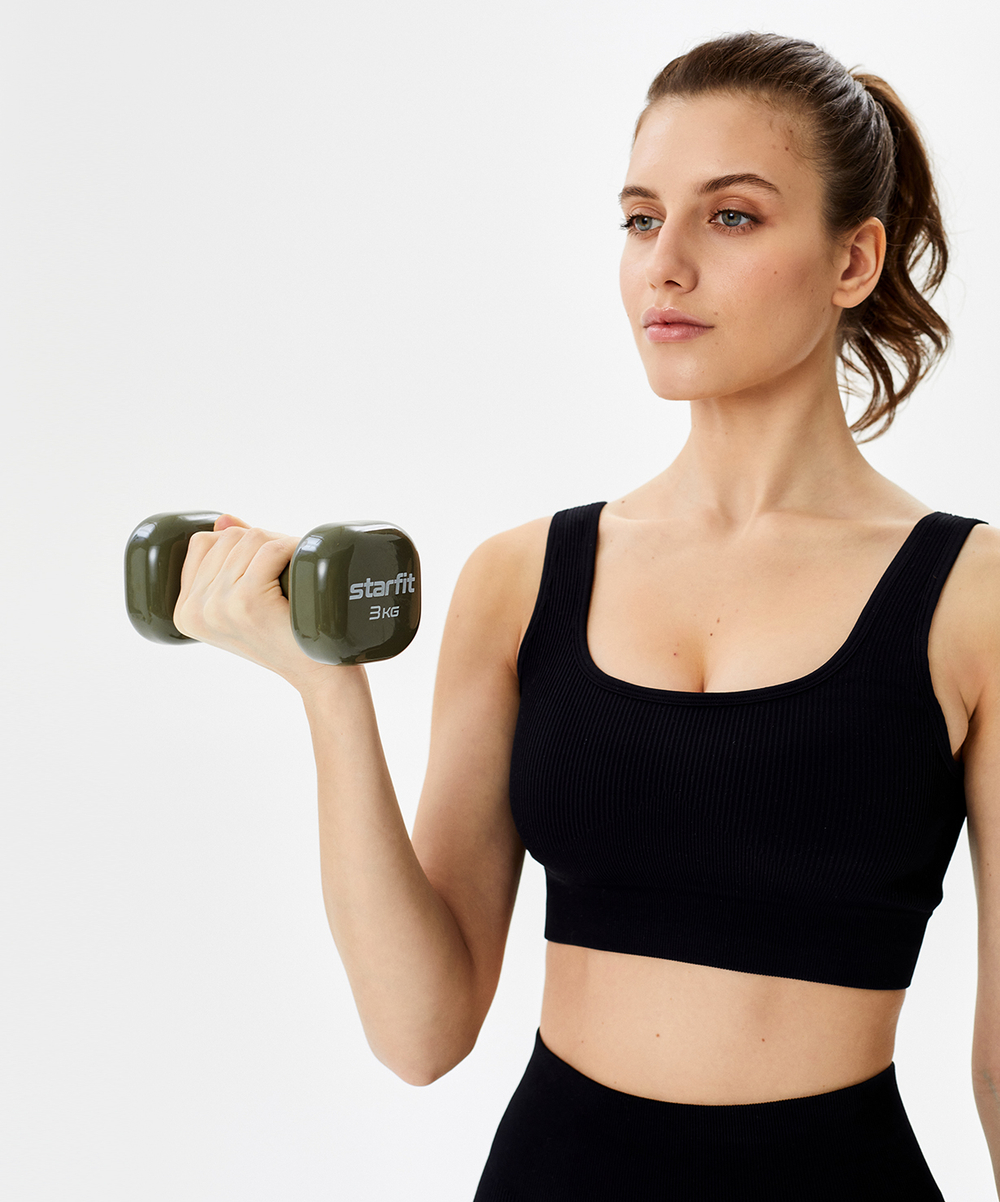 УЦЕНКА Гантель виниловая STARFIT DB-105 3 кг, оливковый