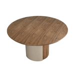 Круглый обеденный стол 1163 из ореха и стали песочного цвета