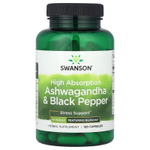 Swanson Vitamins, Ашваганда и черный перец с высокой усвояемостью, 120 капсул