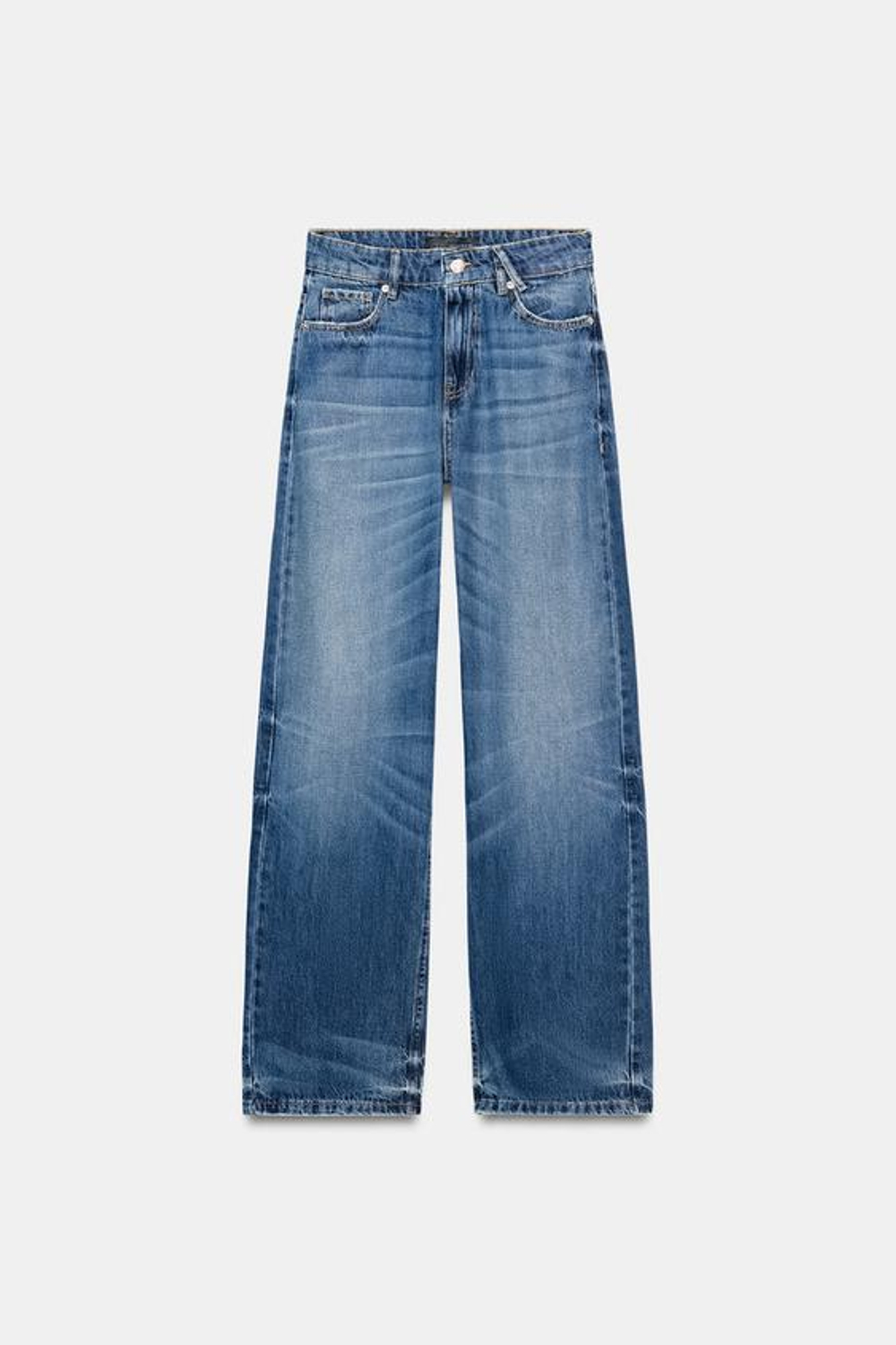 ZARA ДЖИНСЫ Z1975 STRAIGHT FIT С ВЫСОКОЙ ПОСАДКОЙ, ВЫЦВЕТШИЙ СИНИЙ