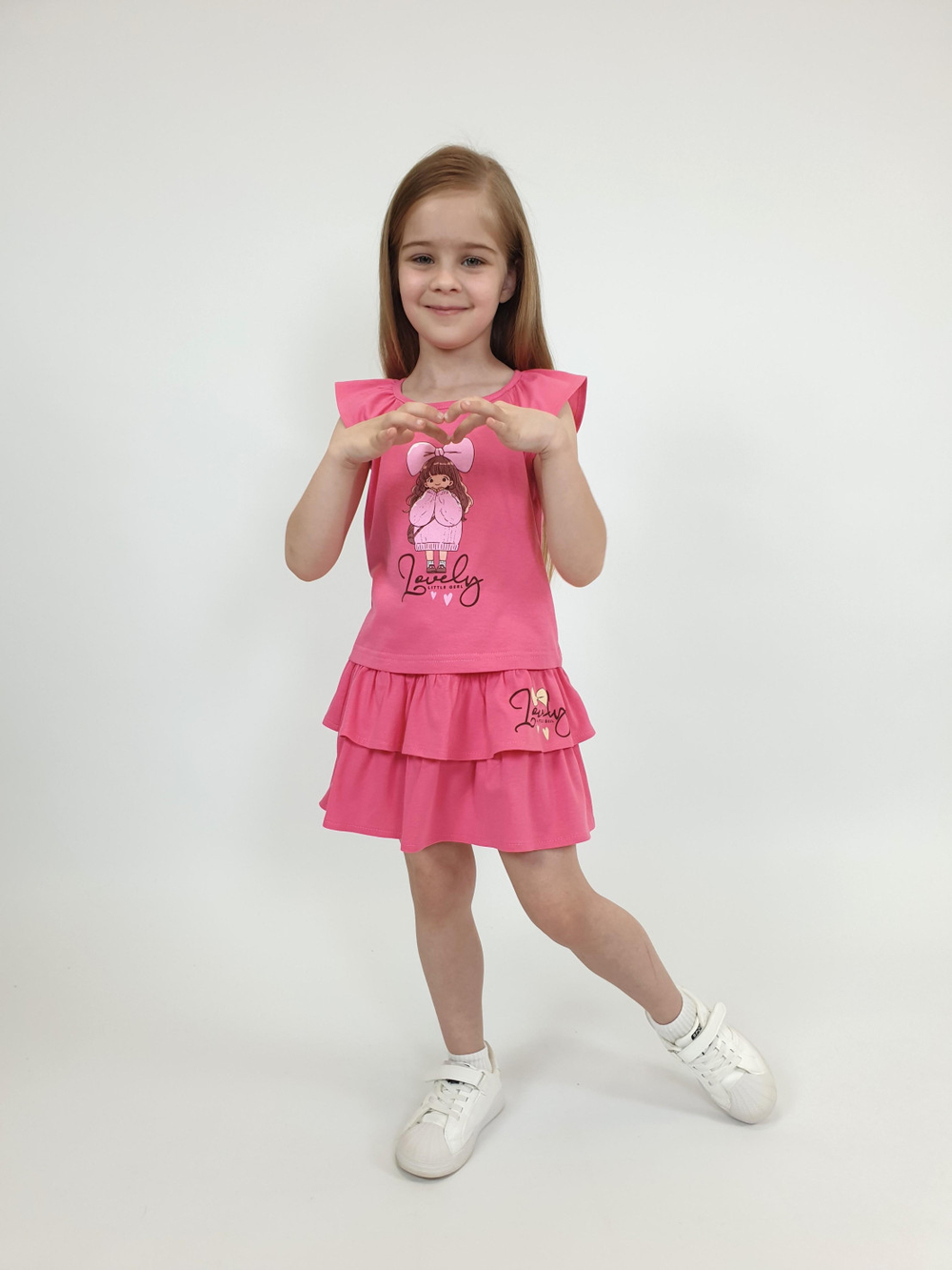 02-136-4 Комплект для девочки (фуфайка+ юбка)