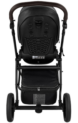 Детская коляска Roan Esso 2025 Кожа 3 в 1 с автокреслом Tutis Elo Lux EduSky Black ESSK/210/1 Black /Black/руч.Тем.коричневый