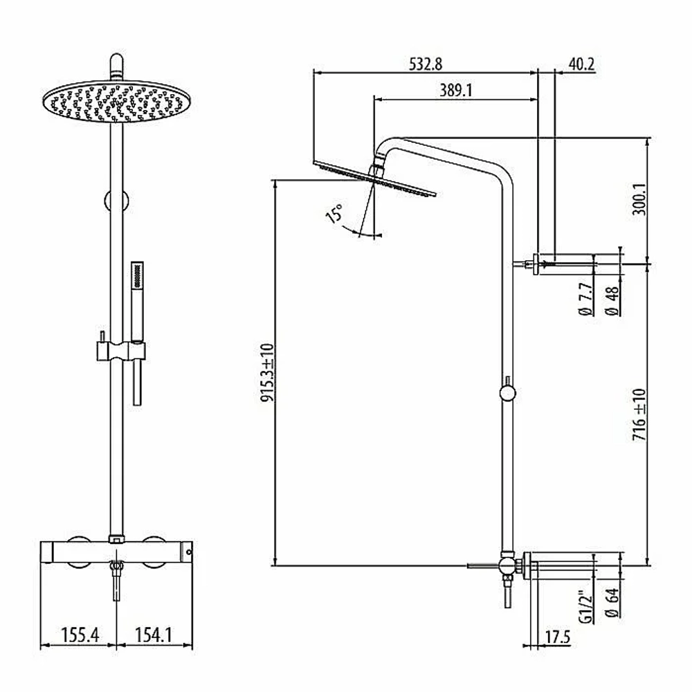 Душевая система Gattoni Circle Two 9195/PDBO белая матовая