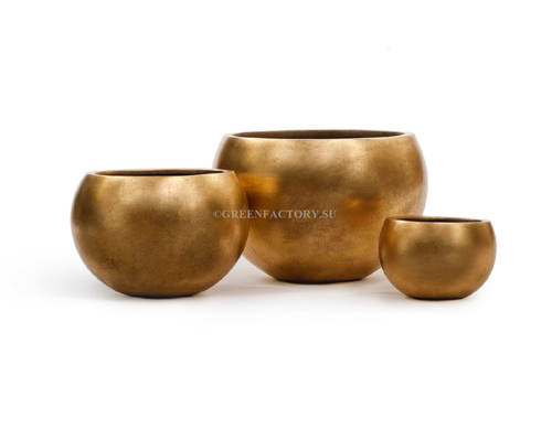 Кашпо TREEZ Effectory - Metal - Полусфера - Сусальное золото
