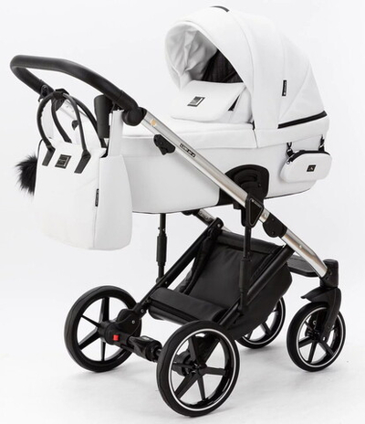 Детская коляска Adamex Lumi Air SE Deluxe 3 в 1 L-SA501 (БЕЛ.КОЖА+ХРОМ РАМА)