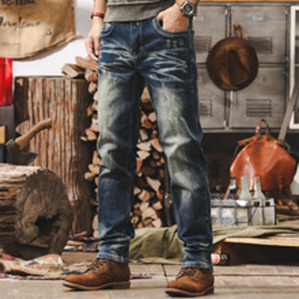 Amei Clock ретро джинсы мужские американский стиль. Сезон весна