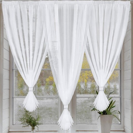 Занавеска "Ф. ЭСТЕР", цвет белый, на шторной ленте, Польша.