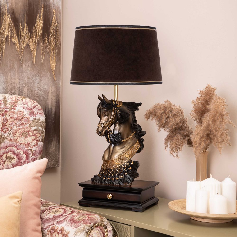 Настольная лампа с бюро Лошадь императора с абажуром Тюссо Конфети Шоколад