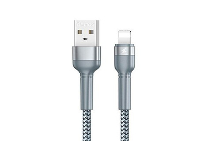 USB cable Lightning 1m Jany series Aluminum Alloy Braided (RC-124i)(Remax) 2.4A silver