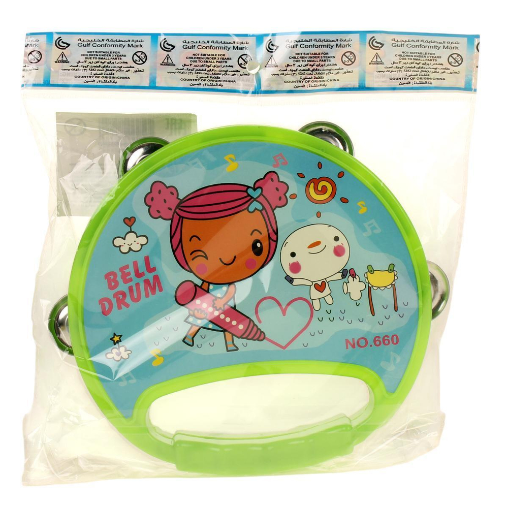 Бубен 16см, зеленый, пакет 660