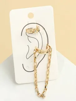Серьги "Каффы" кручёное с цепочкой, набор 2 шт, цвет золото