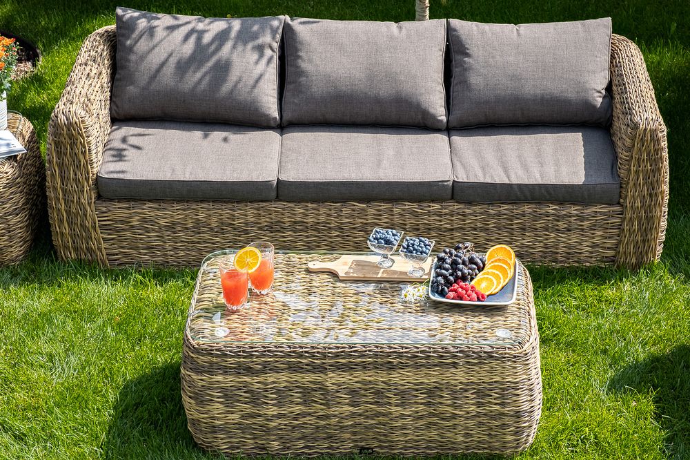 "Кальяри" журнальный столик из искусственного ротанга (гиацинт), цвет соломенный