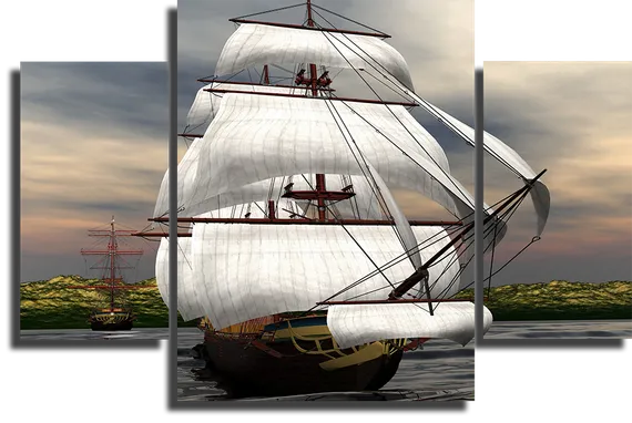 Модульная картина "Корабль с парусами"