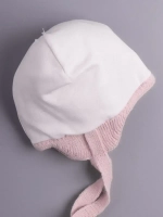 Шапка для девочки осенняя с завязками и помпонами