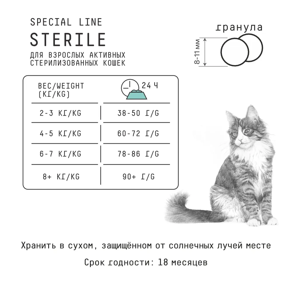 Уценка! Повр. упак. /Сухой корм AJO Cat Sterile для активных стерилизованных кошек с высоким содержанием белка 10кг