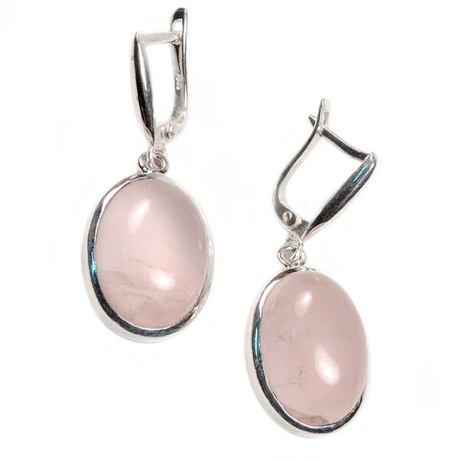 Серьги "Овал" розовый кварц