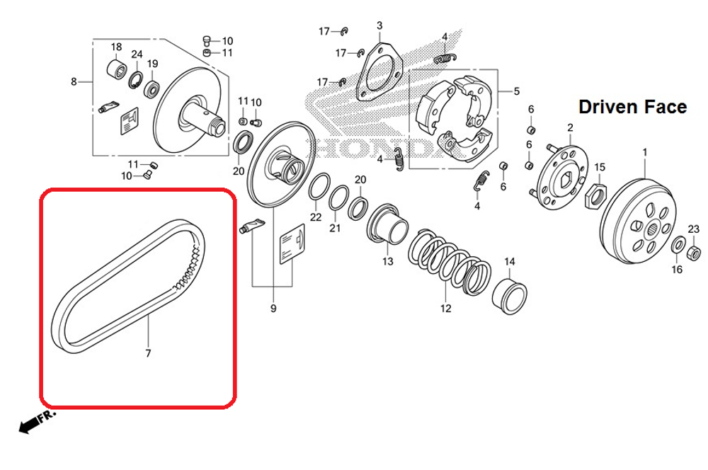 23100-KZY-701. BELT, DRIVE. Belt Variator Honda PCX150 2012-2015