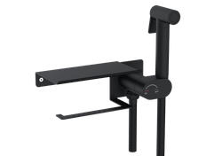Гигиенический смеситель встроенный c полкой, лейка, шланг в комплекте - RGW SP-221B, черный