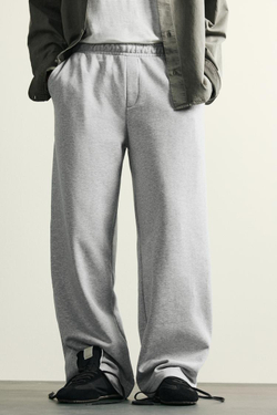 ZARA ДЖОГГЕРЫ WIDE-FIT, СЕРЫЙ МЕЛАНЖ