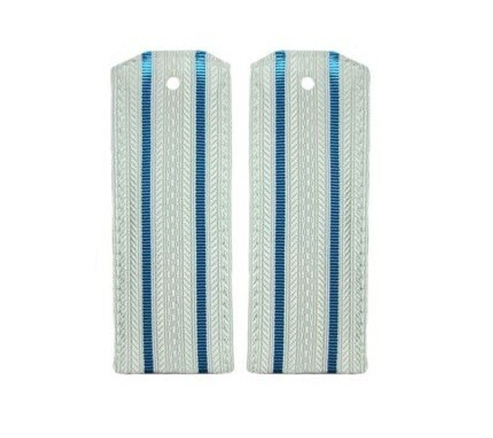 Погоны белые 2 голубых просвета (на пластике)