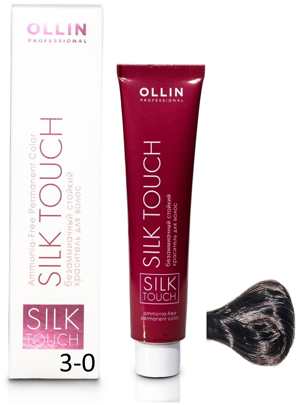 OLLIN SILK TOUCH 3/0 темный шатен 60мл Безаммиачный стойкий краситель для волос