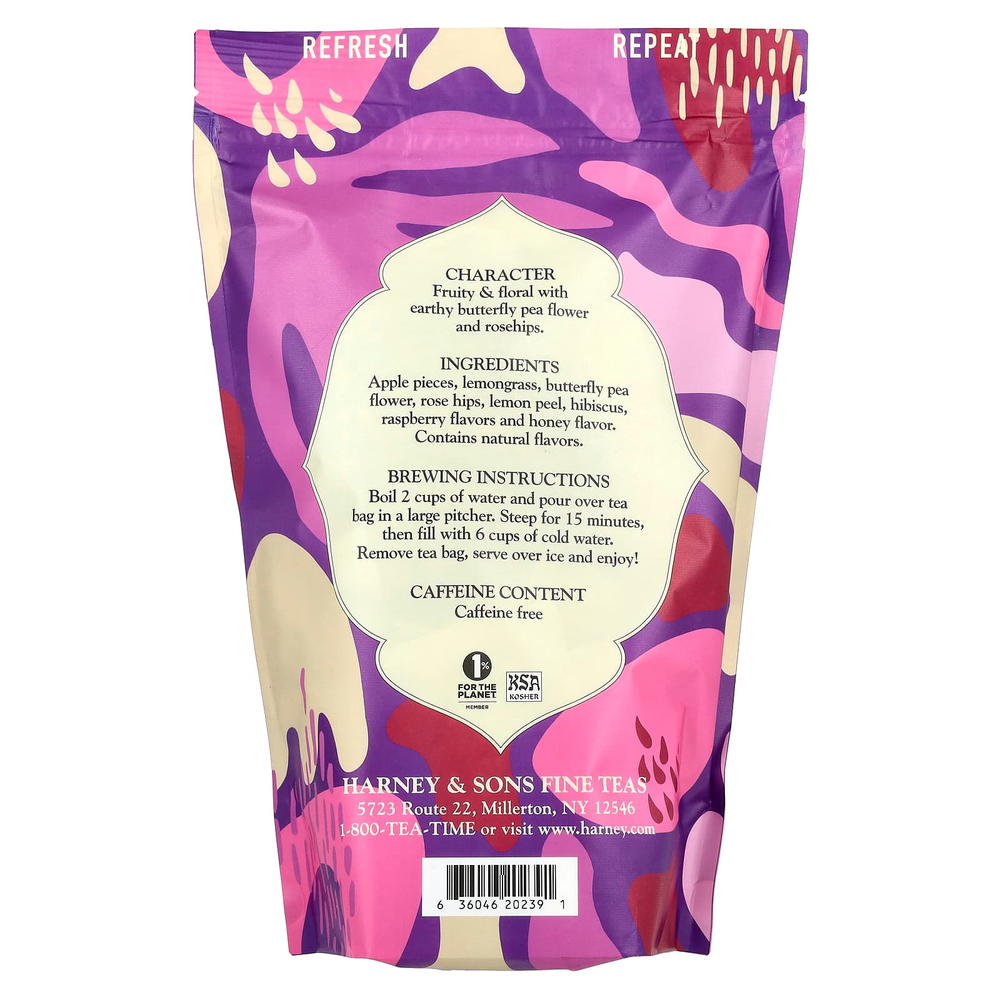 Harney & Sons, Fresh Brew Iced Tea, Indigo Punch, без кофеина, чайные пакетики объемом 15 литров, 212 г (7,5 унции)