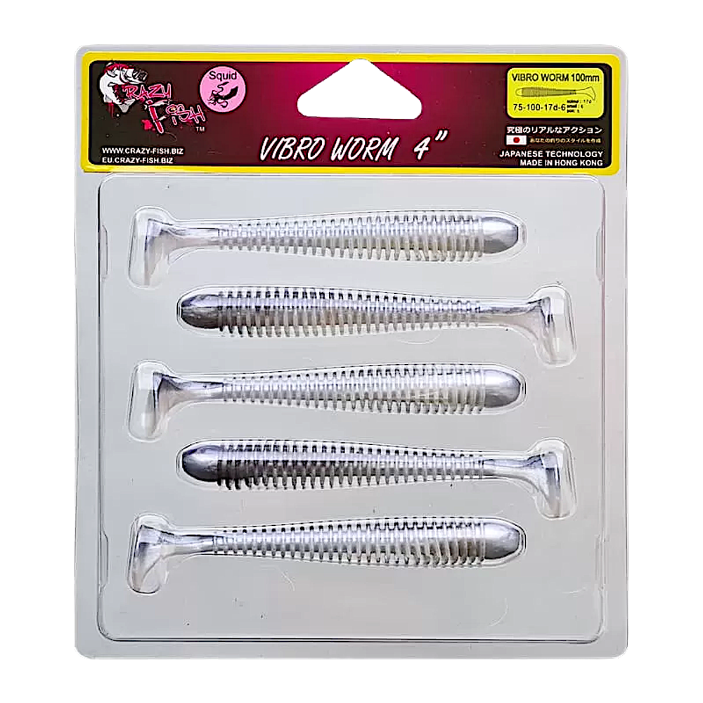 Мягкая приманка Crazy Fish Vibro Worm 4'' 10см 5шт 75-100 -