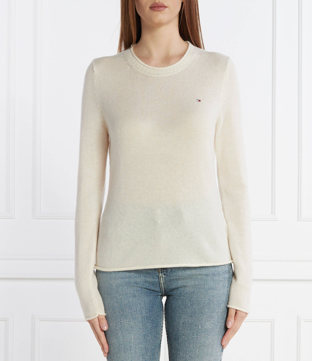 Хлопковый свитер soft c-nk Tommy Hilfiger - кремовый(WW0WW40264)
