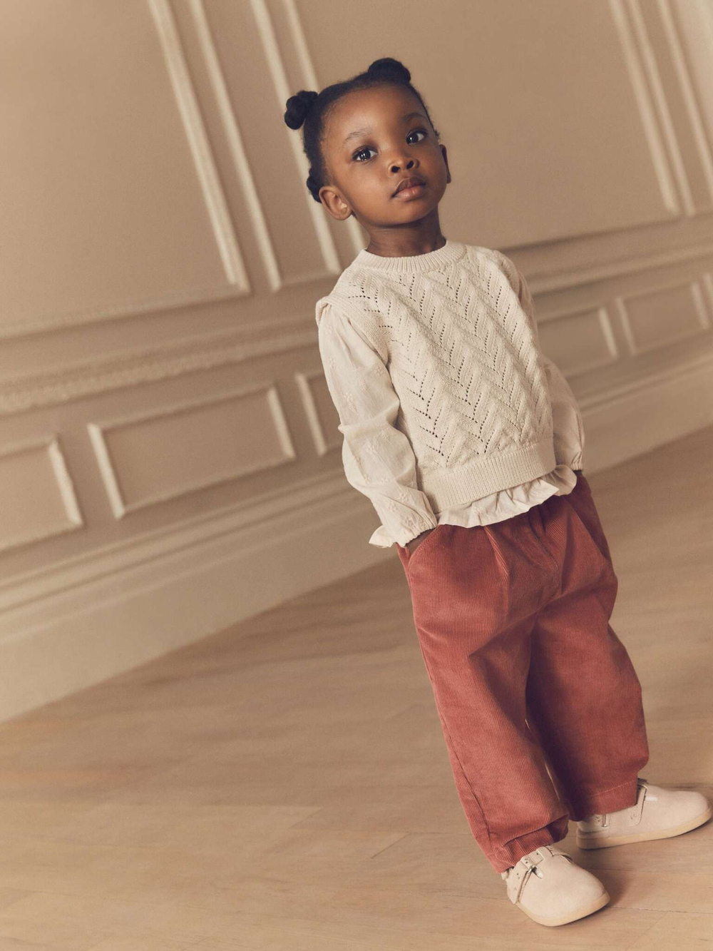 Блуза и брюки в комплекте для девочки Next N79-937, Молочный, Кирпичный