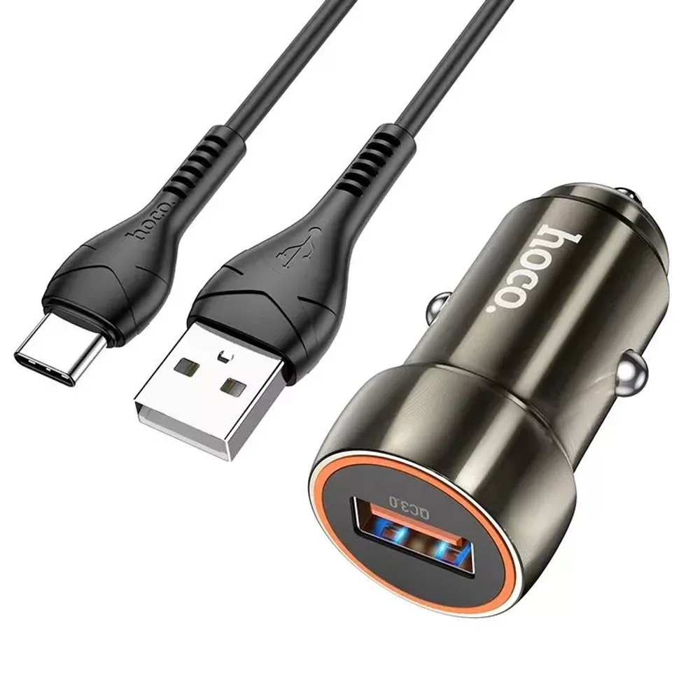 АЗУ 18W c кабелем Type-C 1USB-A QC 3.0A Z46 Hoco gray