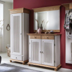 Шкаф Хельсинки для прихожей белый воск/антик