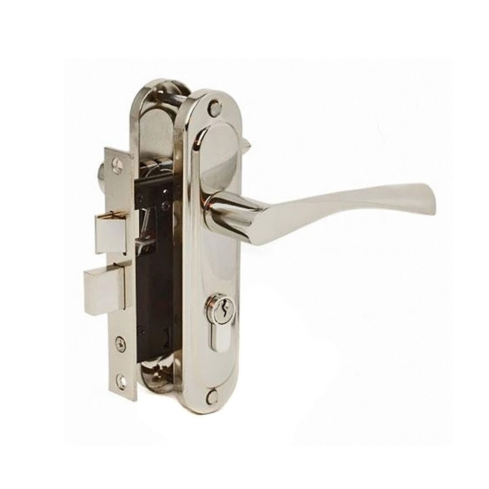 Замок врезной Avers, 0823/60-NI, ручка в комплект, цилиндровый, никель