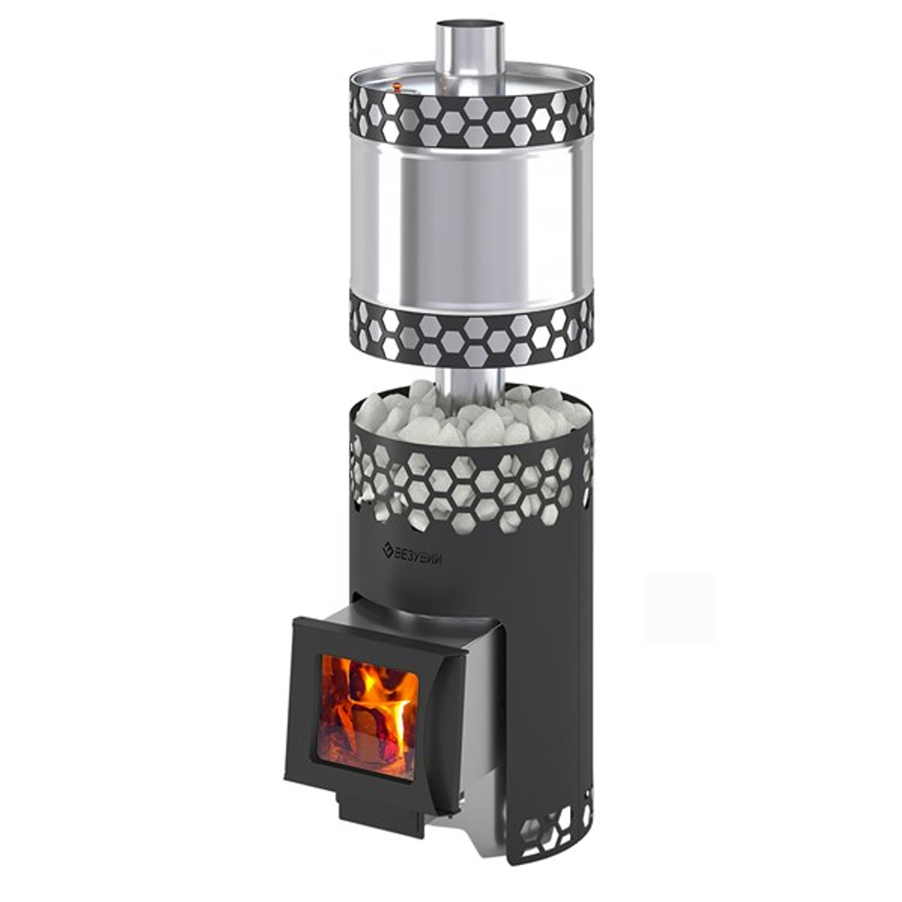 Печь для бани Везувий "Чёрная Пчёлка С" с баком INOX