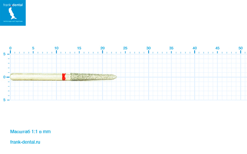 Бор алмазный красный Frank Dental типа FG - D.879K.018.F.FG