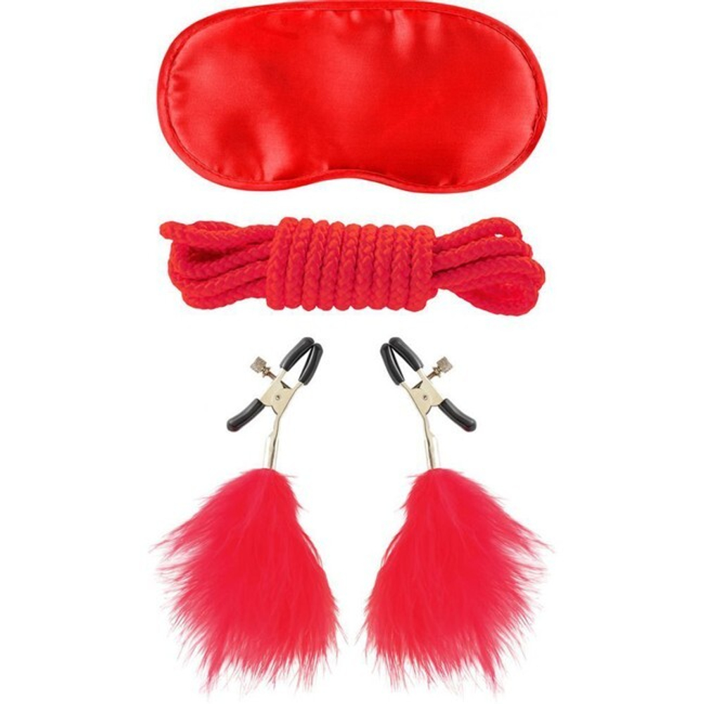 Секс-набор для фетиша Lover's Bondage Kit (Цвет: красный с черным)