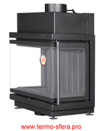 Каминная топка АЛЬФА 700 три стекла черный шамот подовая