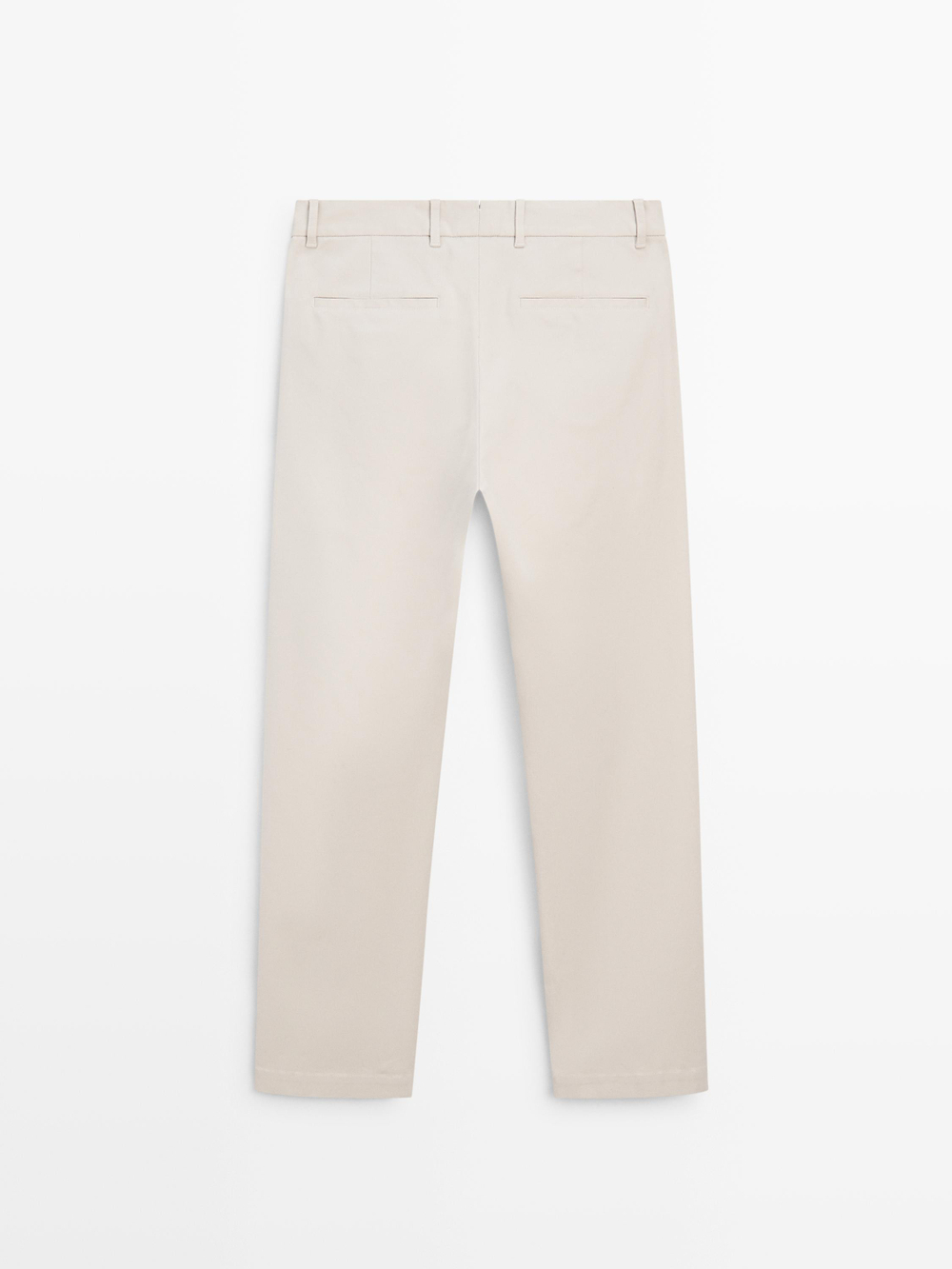 Massimo Dutti Зауженные брюки из смесовой хлопковой ткани, бежевый