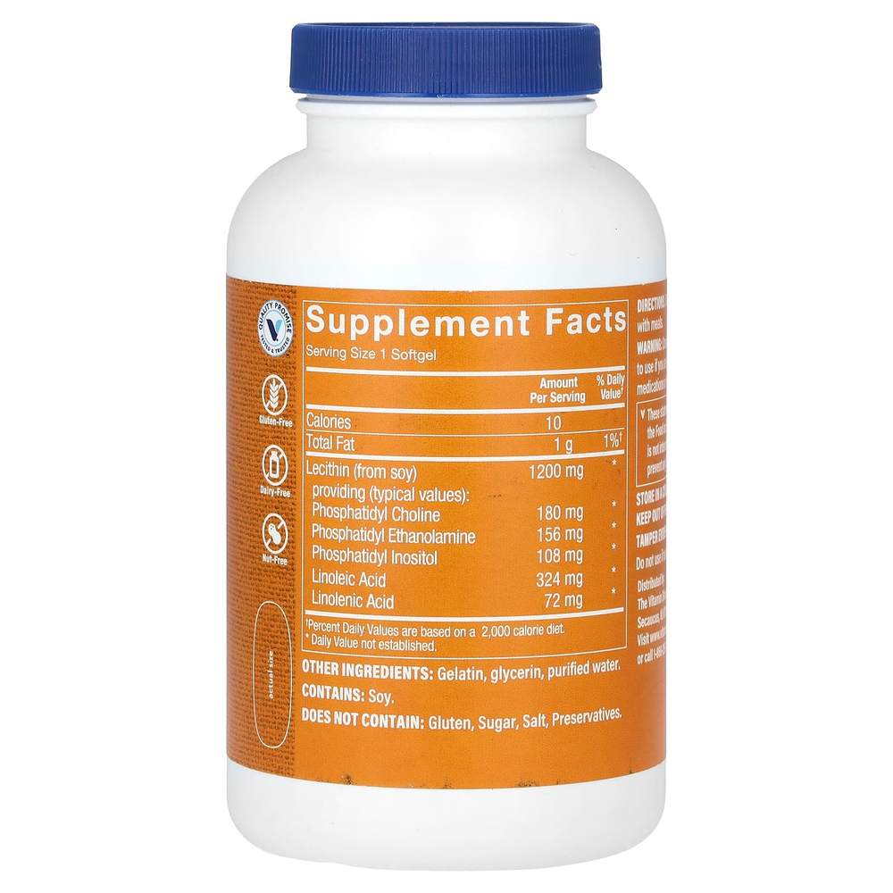 The Vitamin Shoppe, лецитин, 1200 мг, 180 капсул