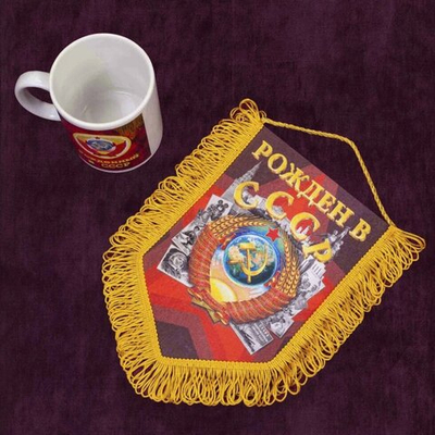 Подарочный вымпел "Рождён в СССР" 15x22 см.