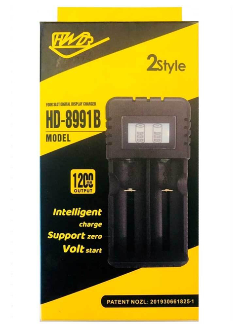 Зарядное устройство для аккумуляторов на 2 аккум. 18650 HD-8991B, сетевое с экраном