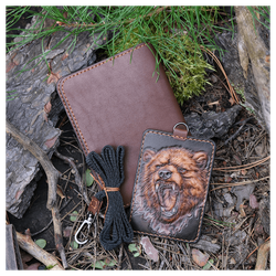 Кожаная обложка для военного билета и картхолдер «Страж - Боевое Сердце»