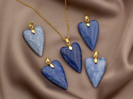 Подвеска "Сердце" 33мм из авантюрина (светло-голубой)