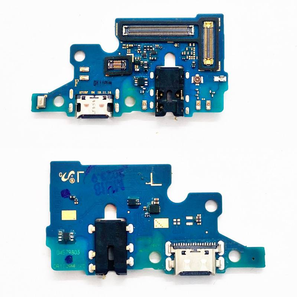 Шлейф для Samsung Galaxy A71 (A715F) плата системный разъем/разъем гарнитуры/микрофон - Премиум