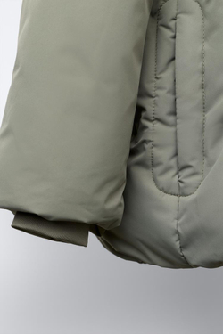 ZARA СТЕГАНЫЙ ПУХОВИК С КАПЮШОНОМ WATER REPELLENT, ХАКИ