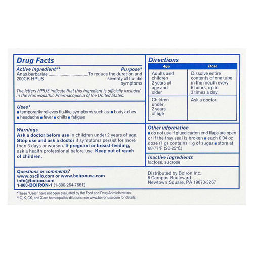 Boiron, Оциллококцинум, 6 доз, 0,04 унции каждая