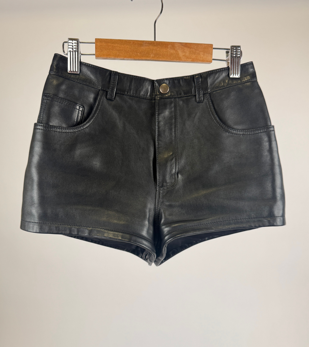 Шорты кожаные Saint Laurent